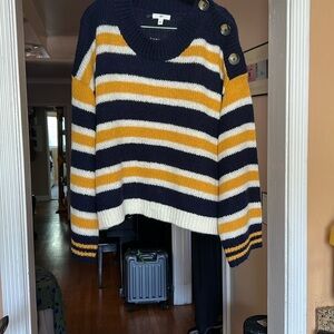 NEW BP Blue and Yellow Crew Neck Sweater Collegiate Style